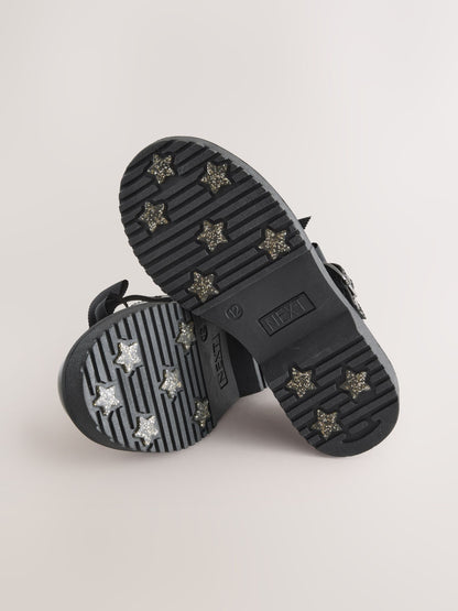 Black Patent Standard Fit (F) Bow Chunky Mary Jane School Shoes image 5