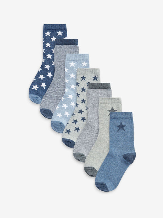 Blue Stars Cotton Rich Socks 7 Pack image 1