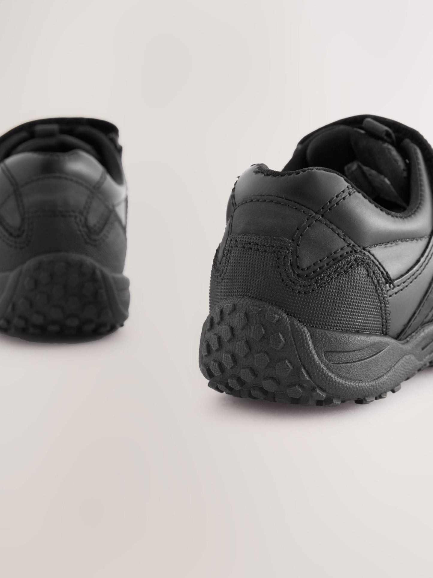 Black Extra Wide Fit (H) Leather Touch Fastening School Shoes image 4
