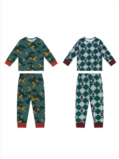 Chelsea Peers Blue Kids Midnight Serenade/Moonlit Knight Print Long Pyjamas Set 2PK - image 1