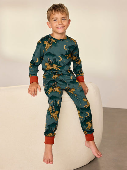 Chelsea Peers Blue Kids Midnight Serenade/Moonlit Knight Print Long Pyjamas Set 2PK - image 3
