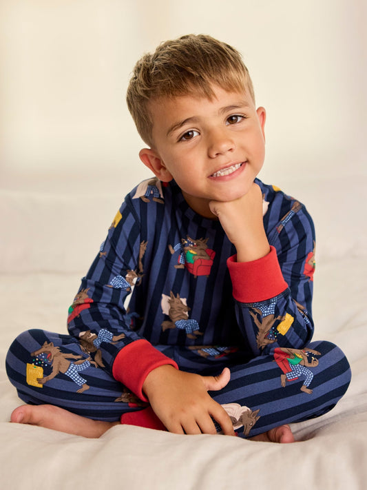 Chelsea Peers Blue Kids Nap Bandit Wolf Print Long Pyjamas Set - image 2