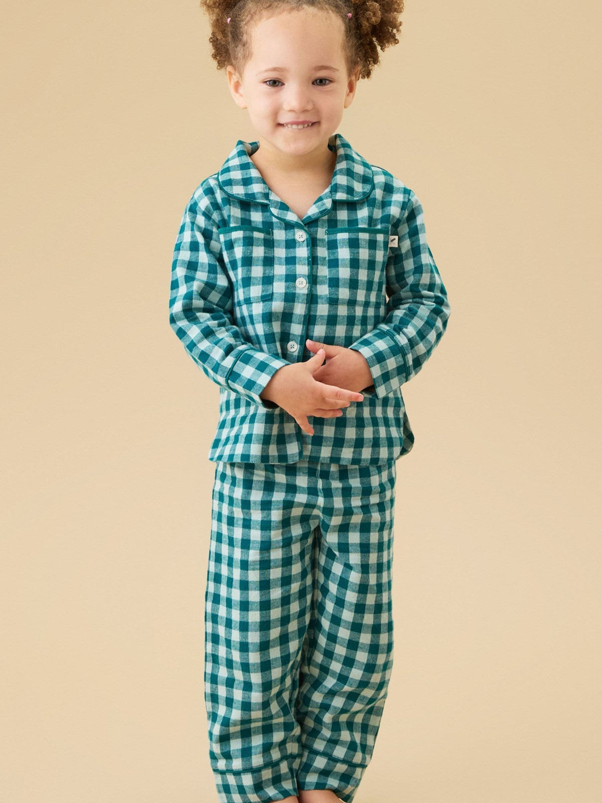 KIDLY by MORI Green Check Supersoft Woven Button Down Pyjamas - image 1