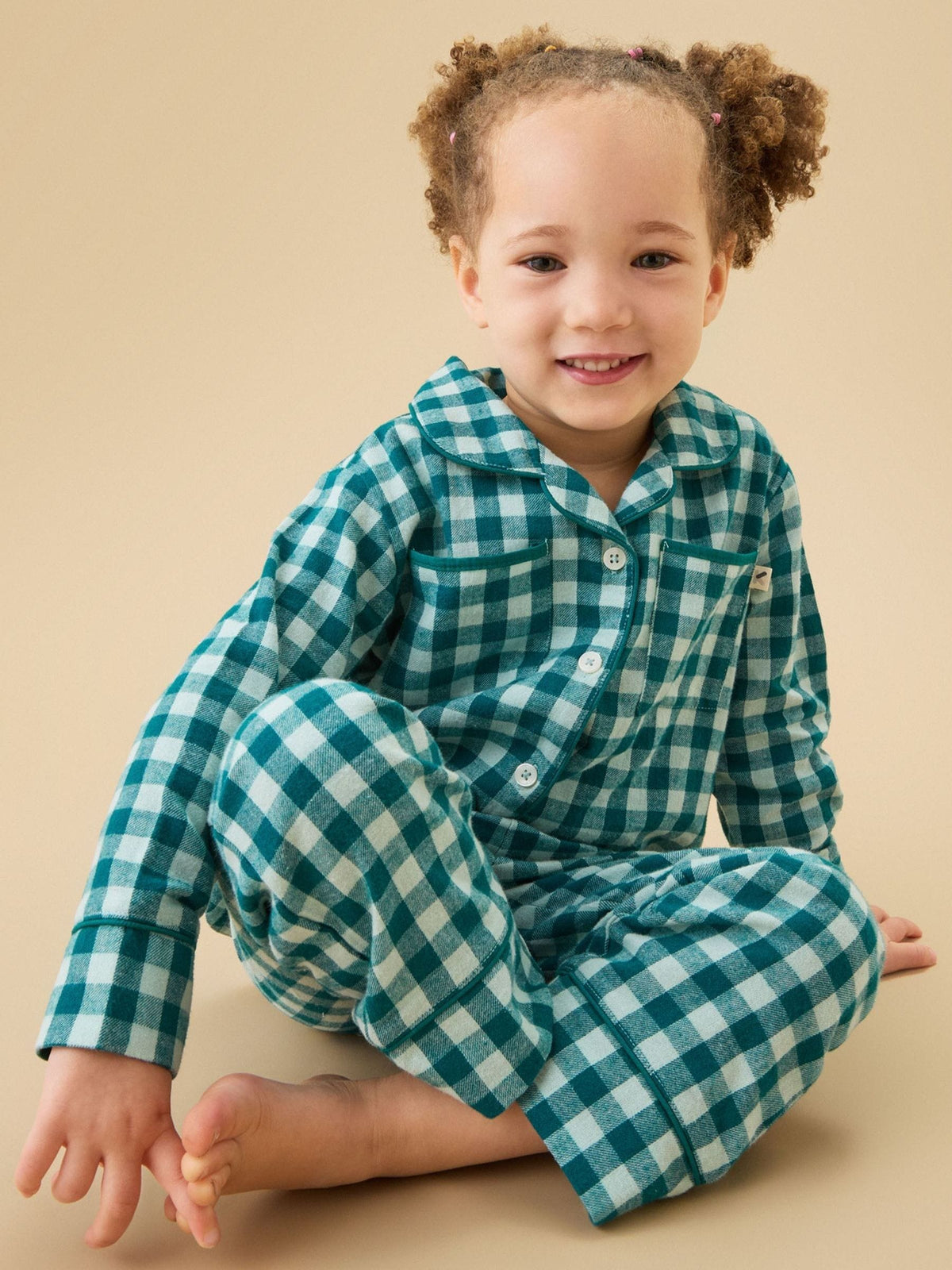 KIDLY by MORI Green Check Supersoft Woven Button Down Pyjamas - image 2
