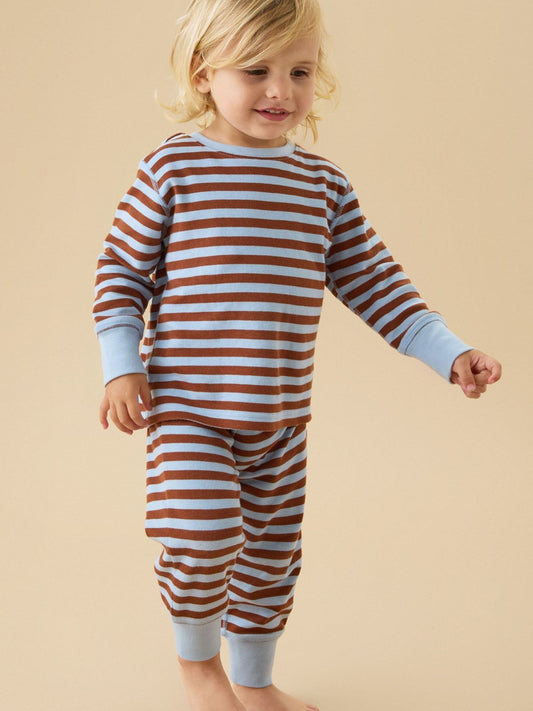 KIDLY by MORI Blue Striped Supersoft Cotton Jersey Pyjamas - image 1