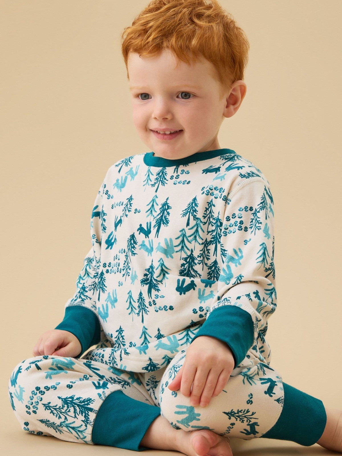 KIDLY by MORI Green Christmas Tree Print Supersoft Cotton Jersey Pyjamas - image 2