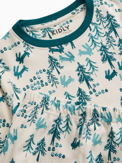KIDLY by MORI Green Christmas Tree Print Supersoft Cotton Jersey Pyjamas - image 4