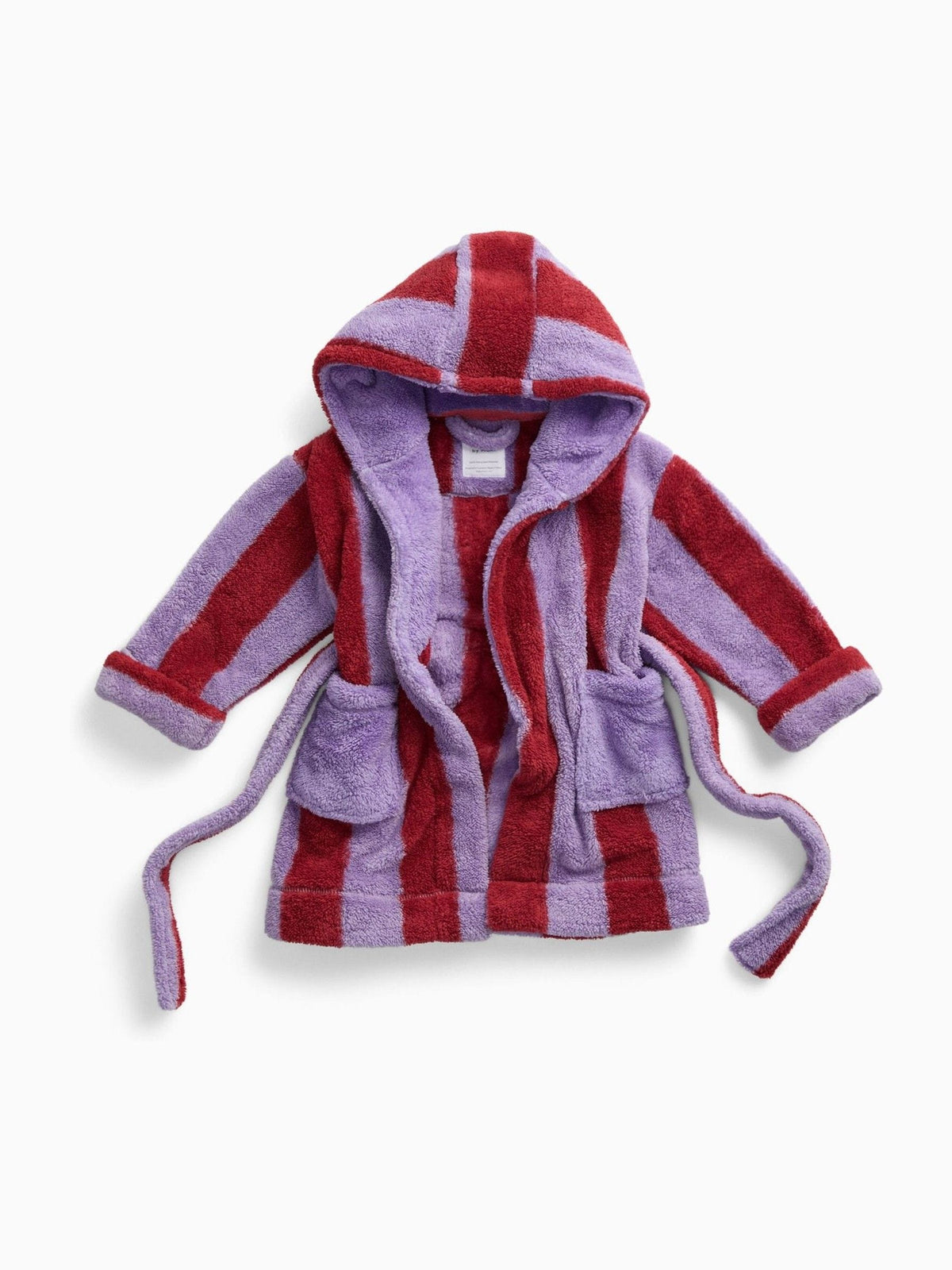 KIDLY by MORI Pink Supersoft Striped Fleece Bath Robe - image 4
