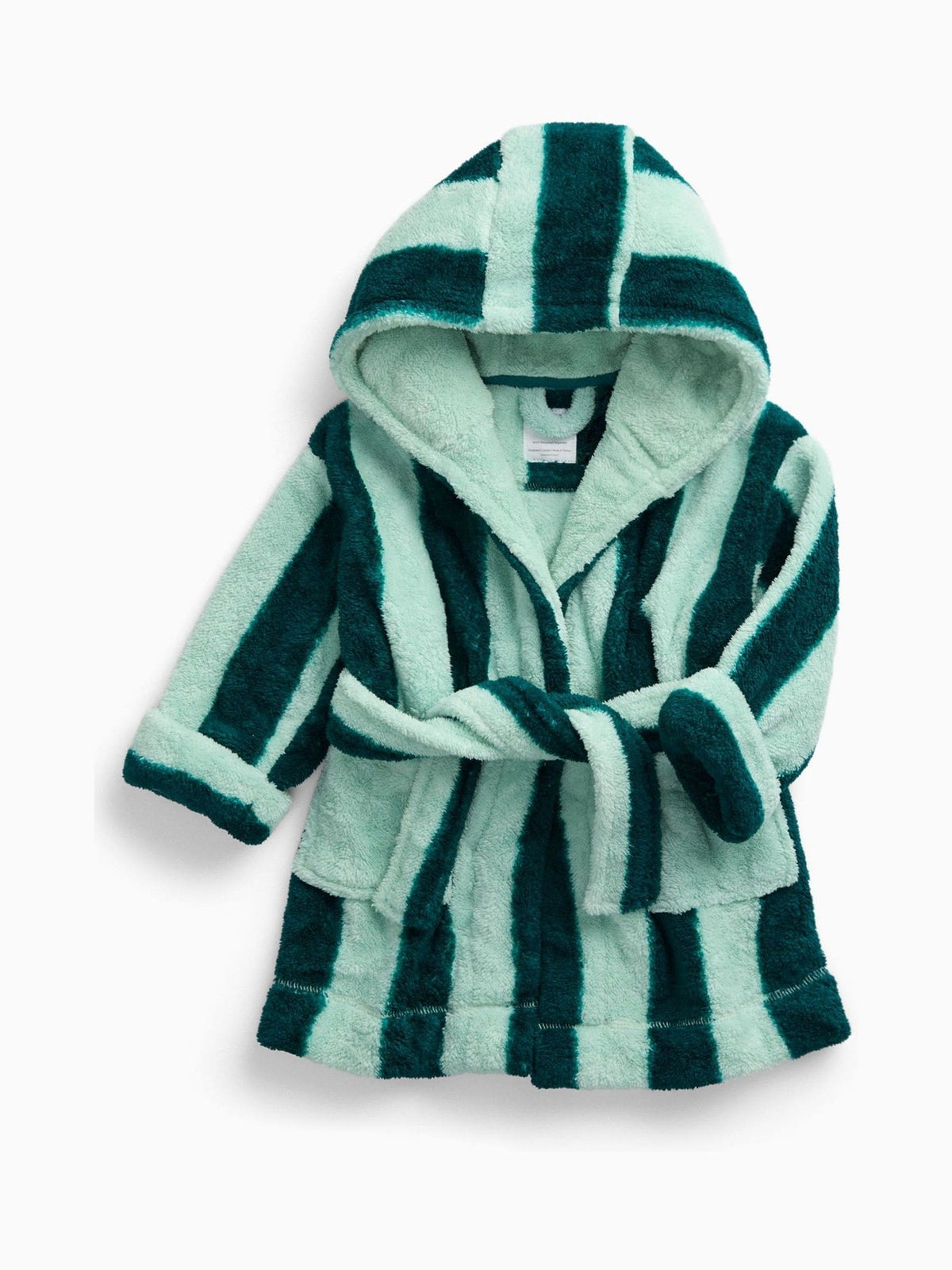 KIDLY by MORI Green Supersoft Striped Fleece Bath Robe - image 3
