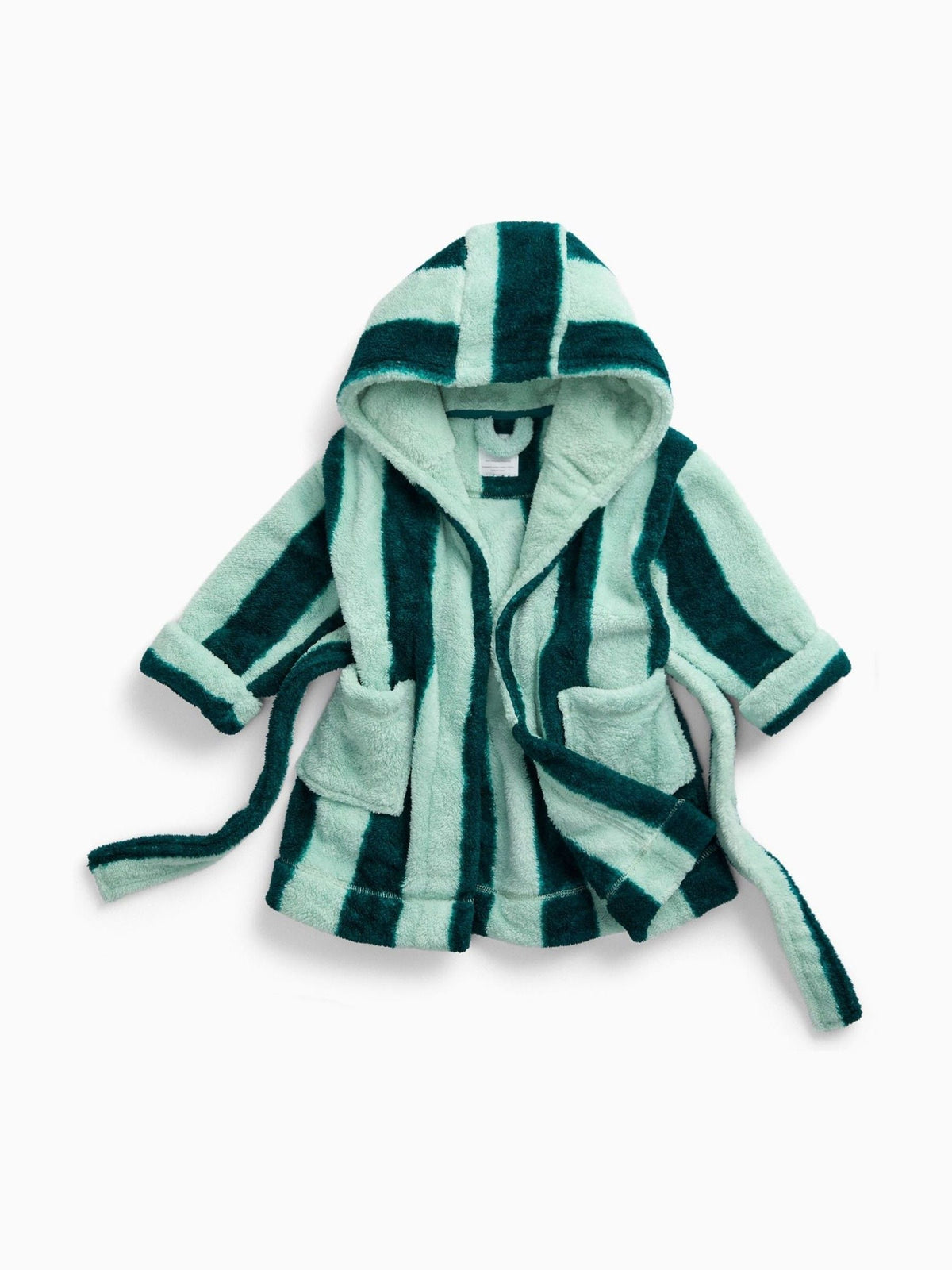 KIDLY by MORI Green Supersoft Striped Fleece Bath Robe - image 4