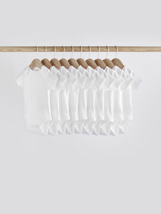 White Essential 10 Pack Short Sleeve Bodysuits image 1