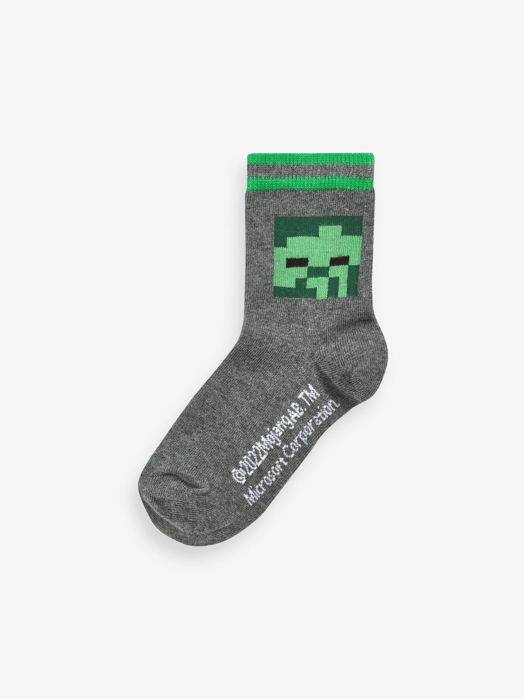 Dsiney Kidz - Minecraft Creeper Character Cotton Rich Socks 5 Pack image 2