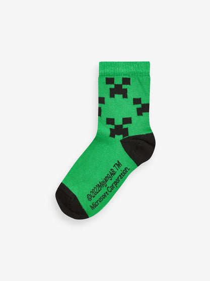 Dsiney Kidz - Minecraft Creeper Character Cotton Rich Socks 5 Pack image 5