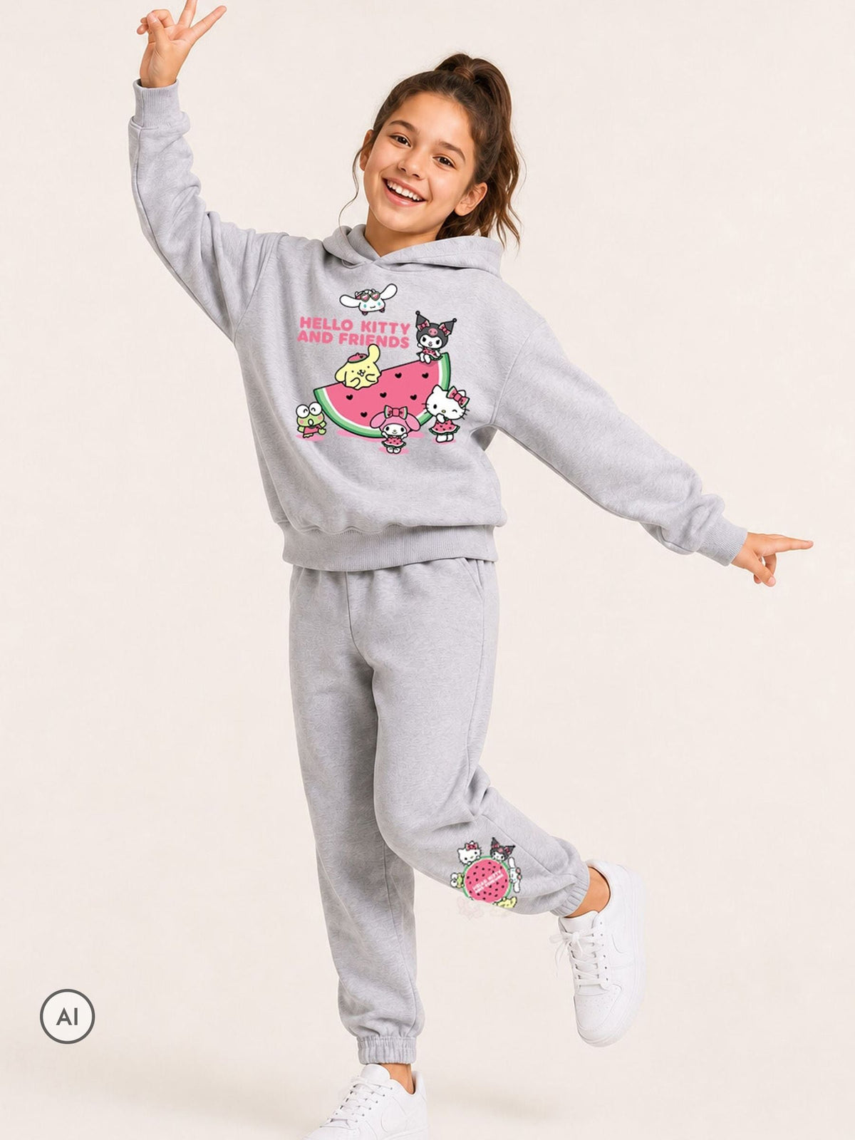 Dsiney Kidz - Brand Threads Grey Hello Kitty Hoodie & Joggers Set image 1