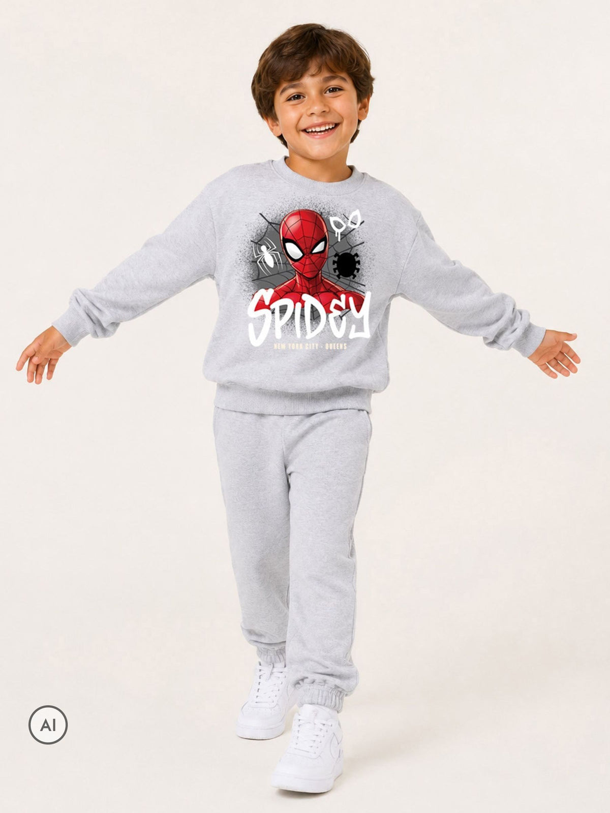 Dsiney Kidz - Brand Threads Grey Boys Spiderman Sweatshirt & Joggers Set image 1