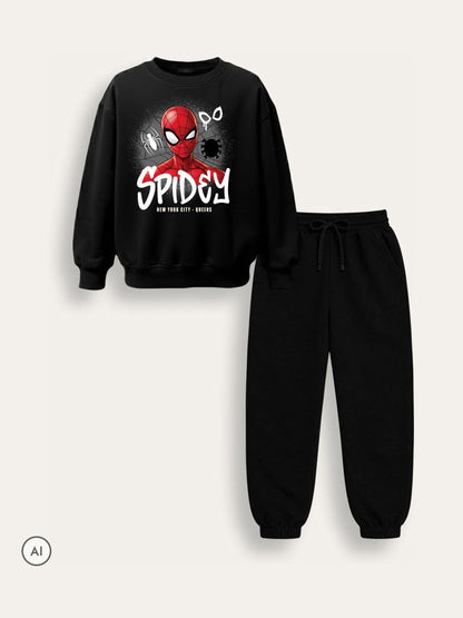 Dsiney Kidz - Brand Threads Black Boys Spiderman Sweatshirt & Jogger Set image 3