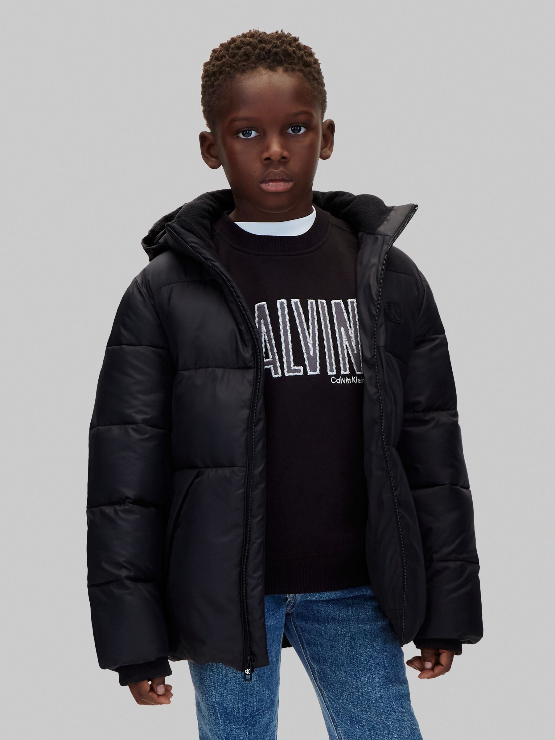 Dsiney Kidz - Calvin Klein PVH Black Kids Hooded Puffer Coat image 1