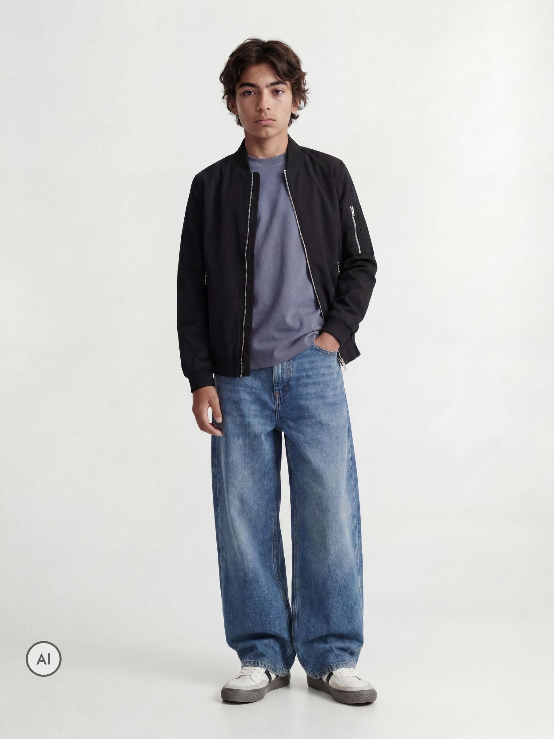 Dsiney Kidz - JACK & JONES JUNIOR Black Light Weight Bomber Jacket image 2