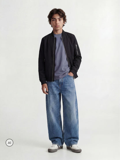 Dsiney Kidz - JACK & JONES JUNIOR Black Light Weight Bomber Jacket image 2