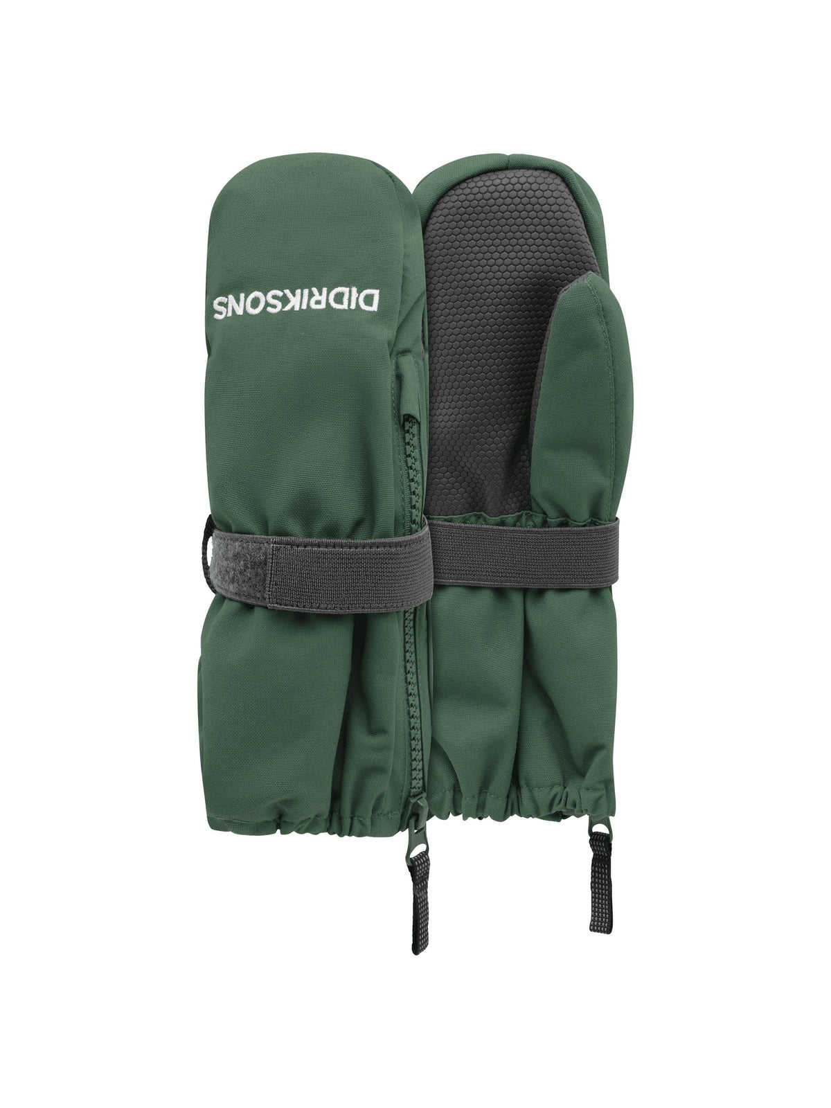 Didriksons Green Biggles Waterproof Zip Mittens Gloves - image 1