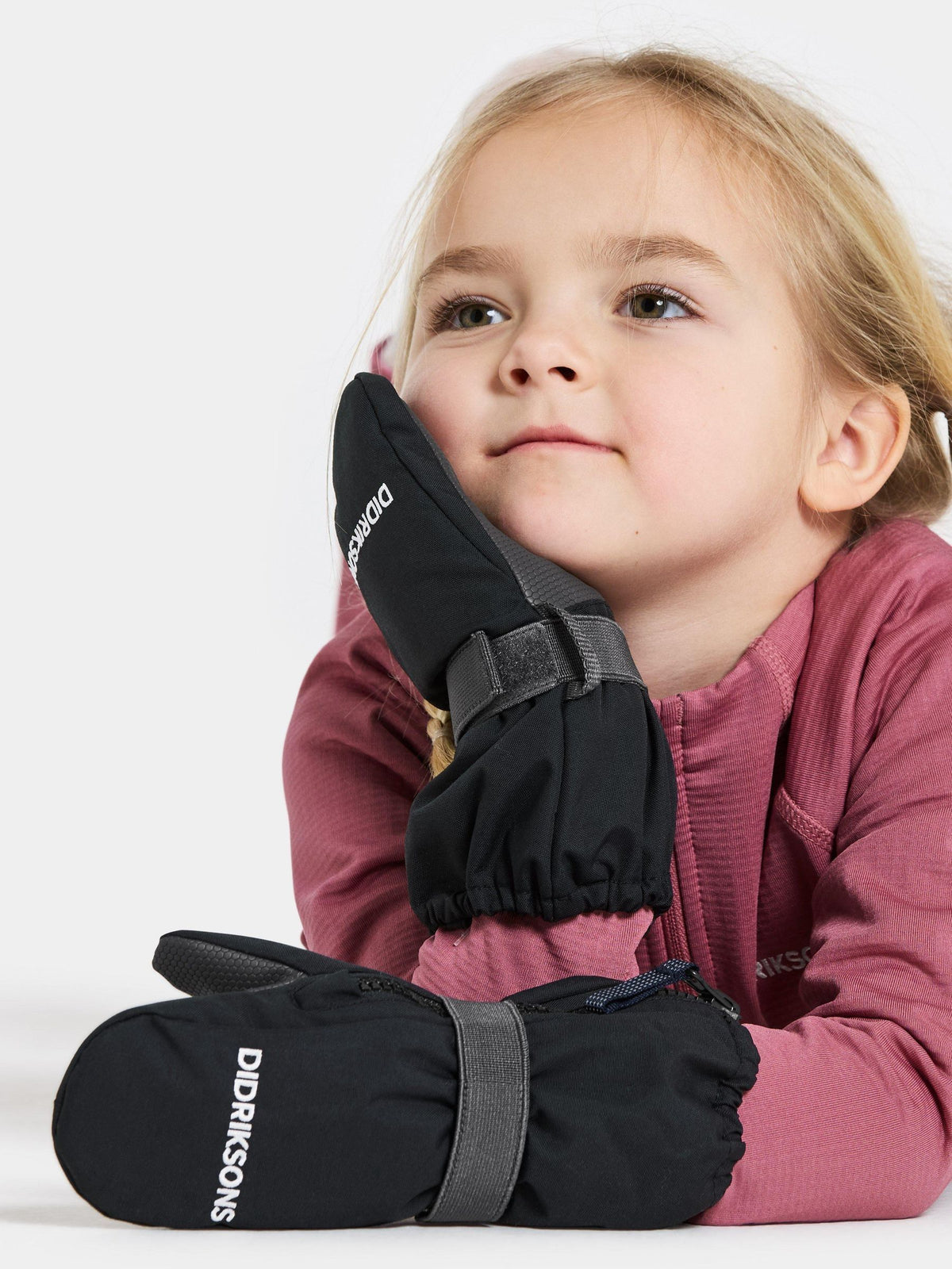 Didriksons Black Biggles Waterproof Zip Mittens Gloves - image 1