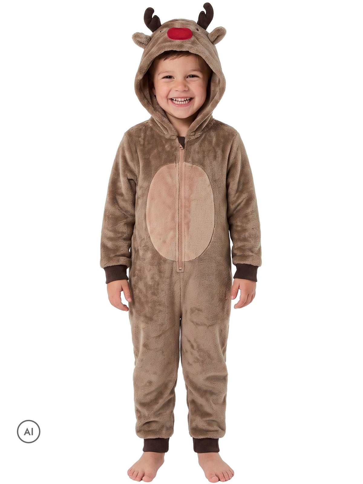 Harry Bear Brown Reindeer Novelty Super Soft Fleece Onesie With 3D Antler and Ears - image 4