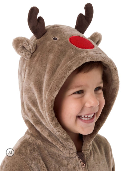 Harry Bear Brown Reindeer Novelty Super Soft Fleece Onesie With 3D Antler and Ears - image 6