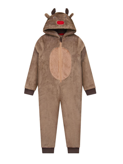 Harry Bear Brown Reindeer Novelty Super Soft Fleece Onesie With 3D Antler and Ears - image 7