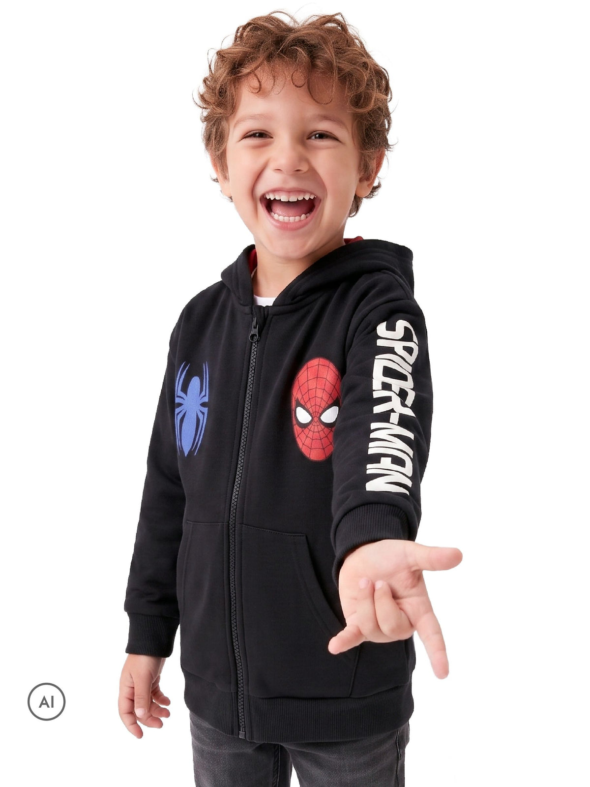 Dsiney Kidz - Character Black Marvel Spiderman Zip Through Hoodie With 1962 Back Print image 4