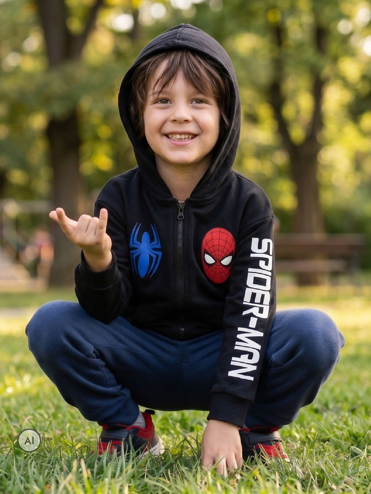 Dsiney Kidz - Character Black Marvel Spiderman Zip Through Hoodie With 1962 Back Print image 6