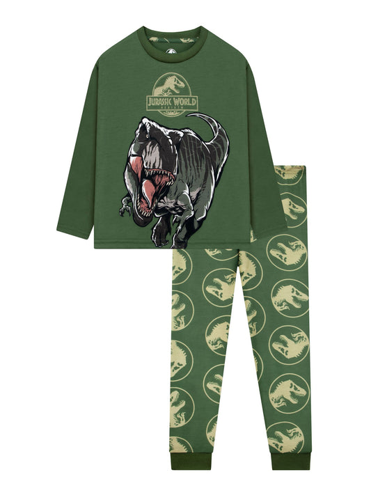 Character Green Jurassic World Rebirth Tyrannosaurus Rex Long Sleeve Pyjamas - image 1