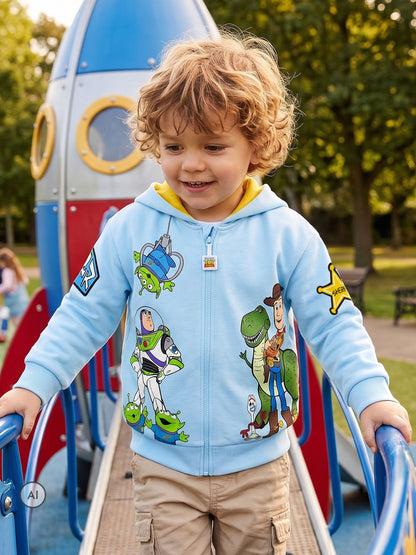 Dsiney Kidz - Character Blue Disney Toy Story Zip Through Hoodie With Back Print Logo image 8