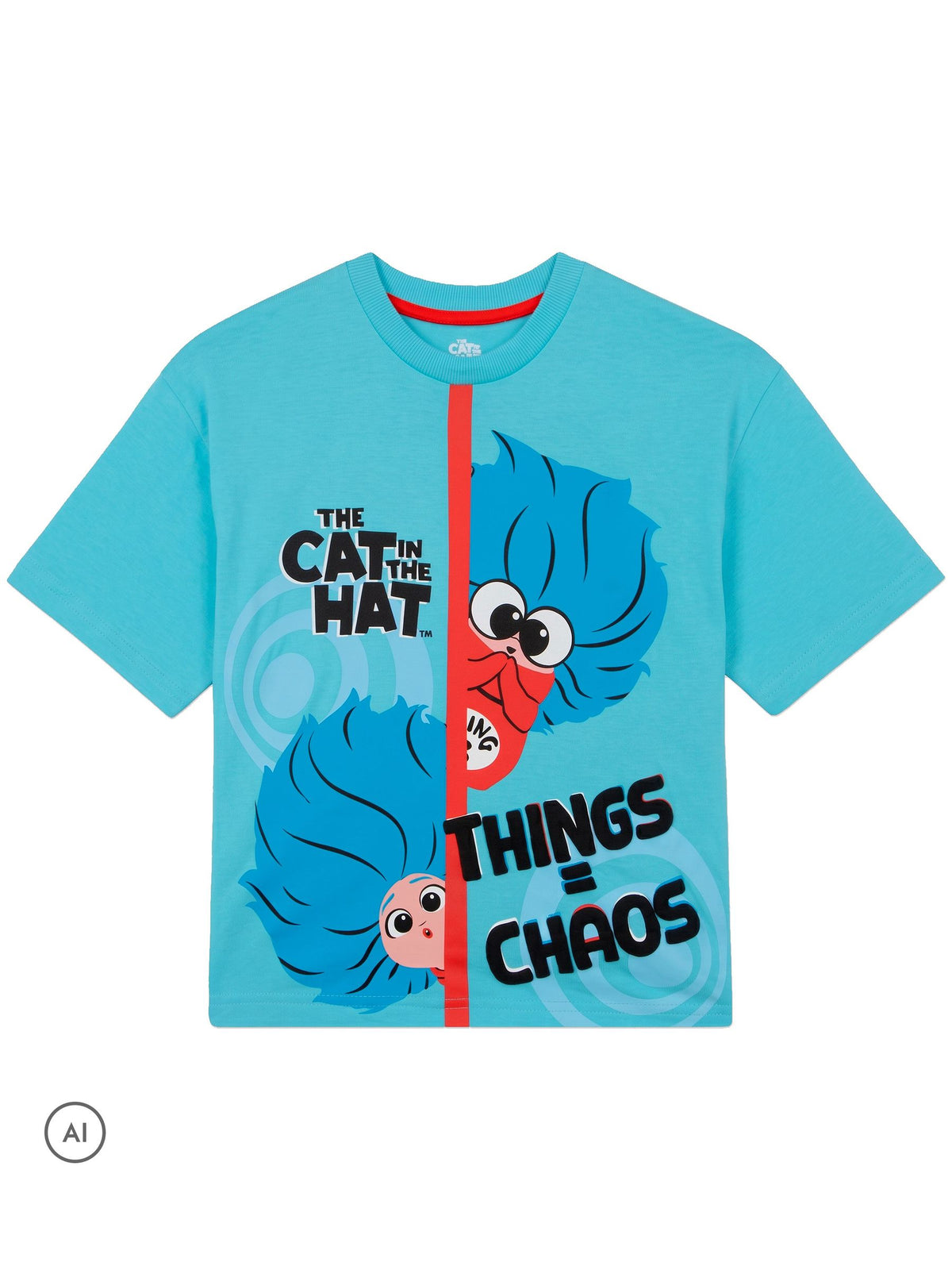 Character Blue Dr. Seuss The Cat In The Hat Movie Thing 1 and Thing 3 T-Shirt - image 1