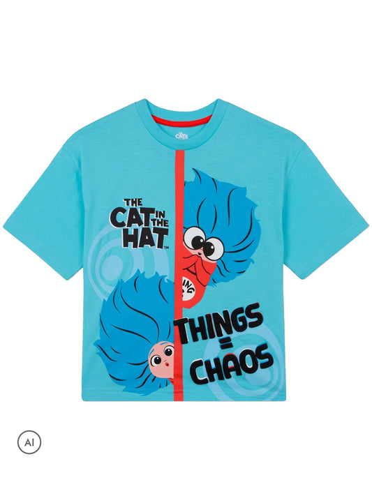 Character Blue Dr. Seuss The Cat In The Hat Movie Thing 1 and Thing 3 T-Shirt - image 1