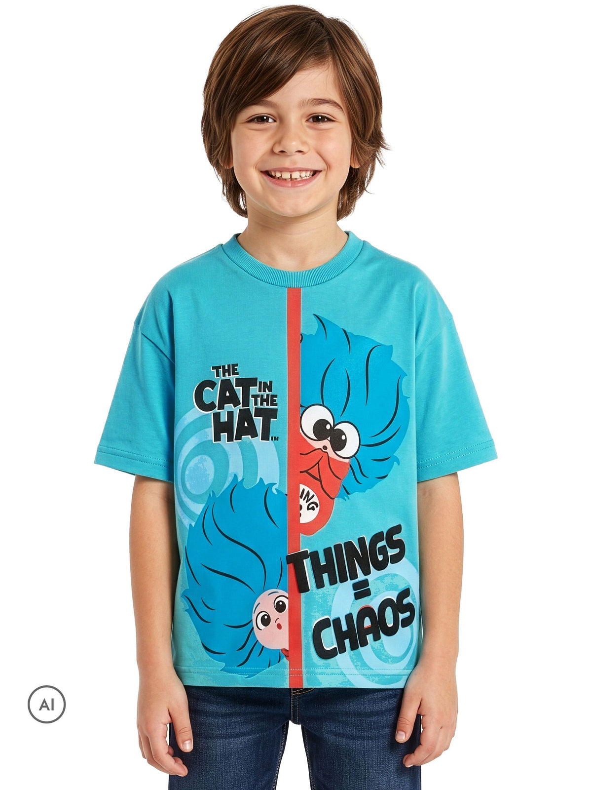 Character Blue Dr. Seuss The Cat In The Hat Movie Thing 1 and Thing 3 T-Shirt - image 2