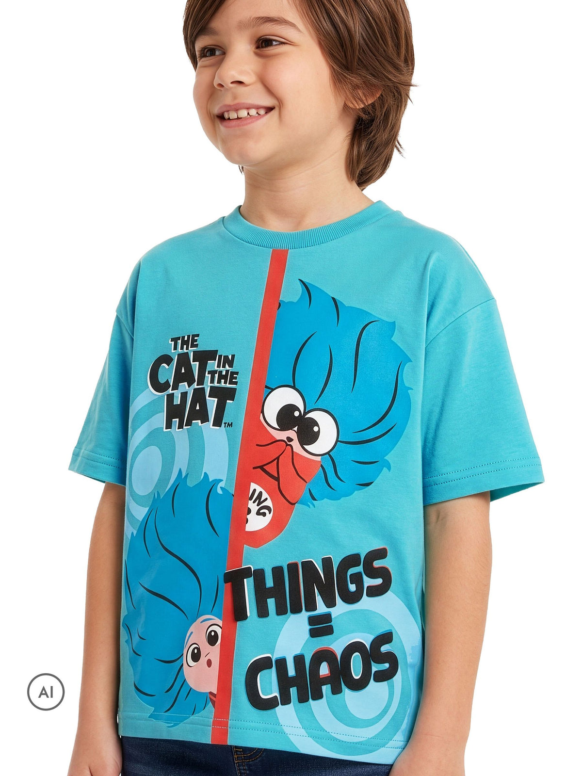 Character Blue Dr. Seuss The Cat In The Hat Movie Thing 1 and Thing 3 T-Shirt - image 4