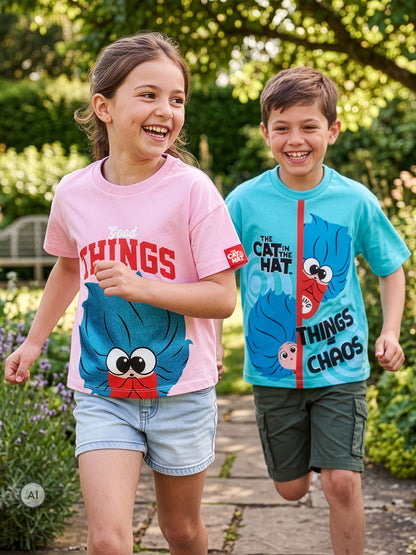 Character Blue Dr. Seuss The Cat In The Hat Movie Thing 1 and Thing 3 T-Shirt - image 7