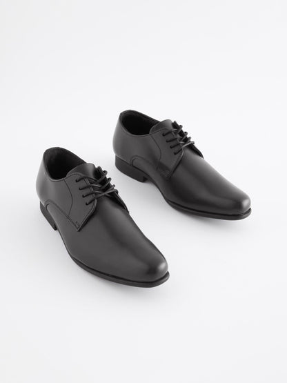 Black Standard Fit (F) School Leather Lace Up Shoes image 1