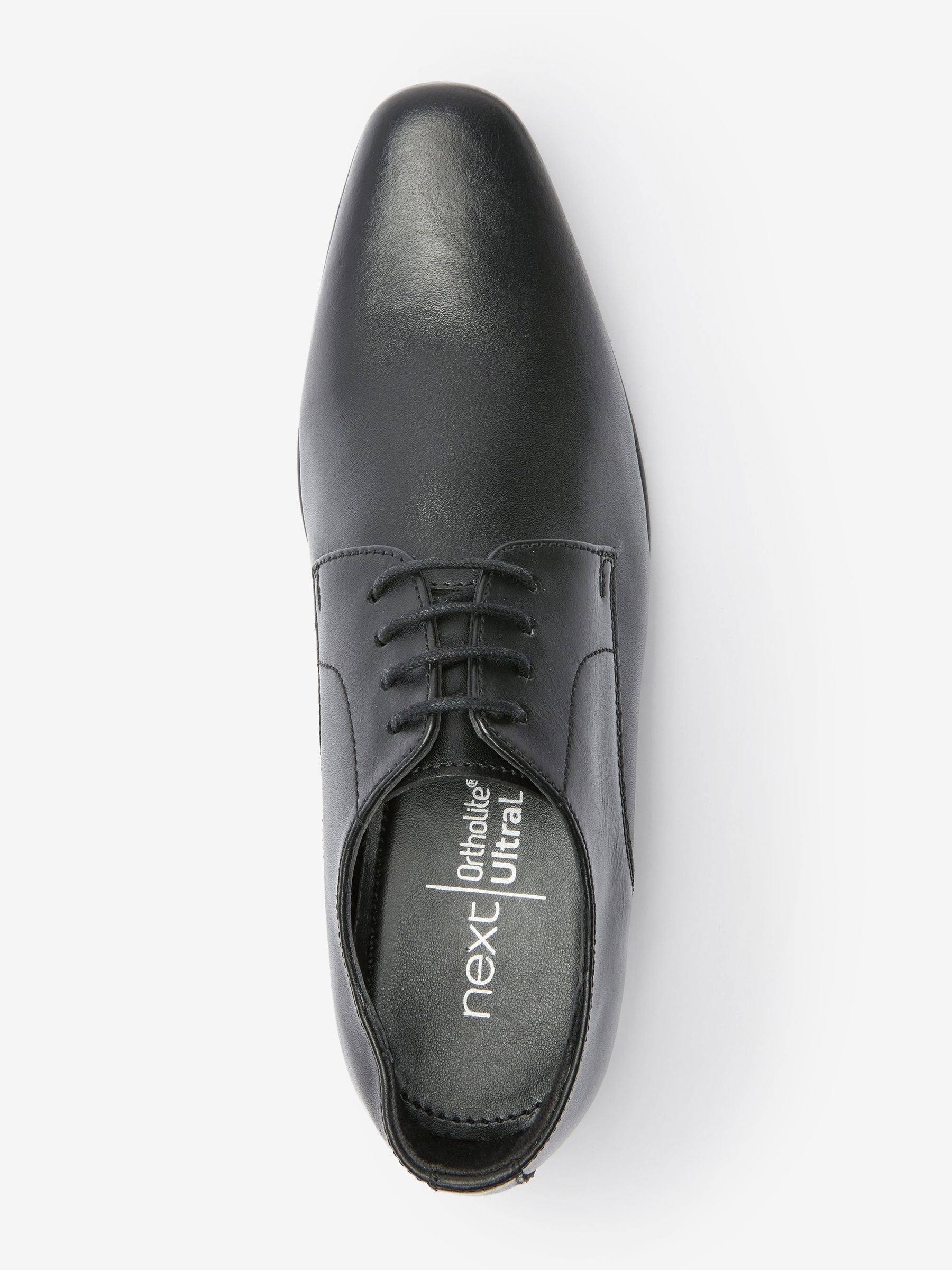 Black Standard Fit (F) School Leather Lace Up Shoes image 4