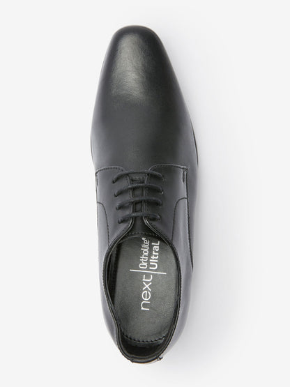 Black Standard Fit (F) School Leather Lace Up Shoes image 4