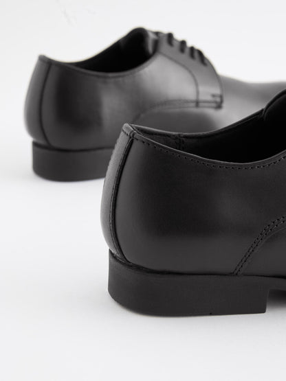 Black Standard Fit (F) School Leather Lace Up Shoes image 5