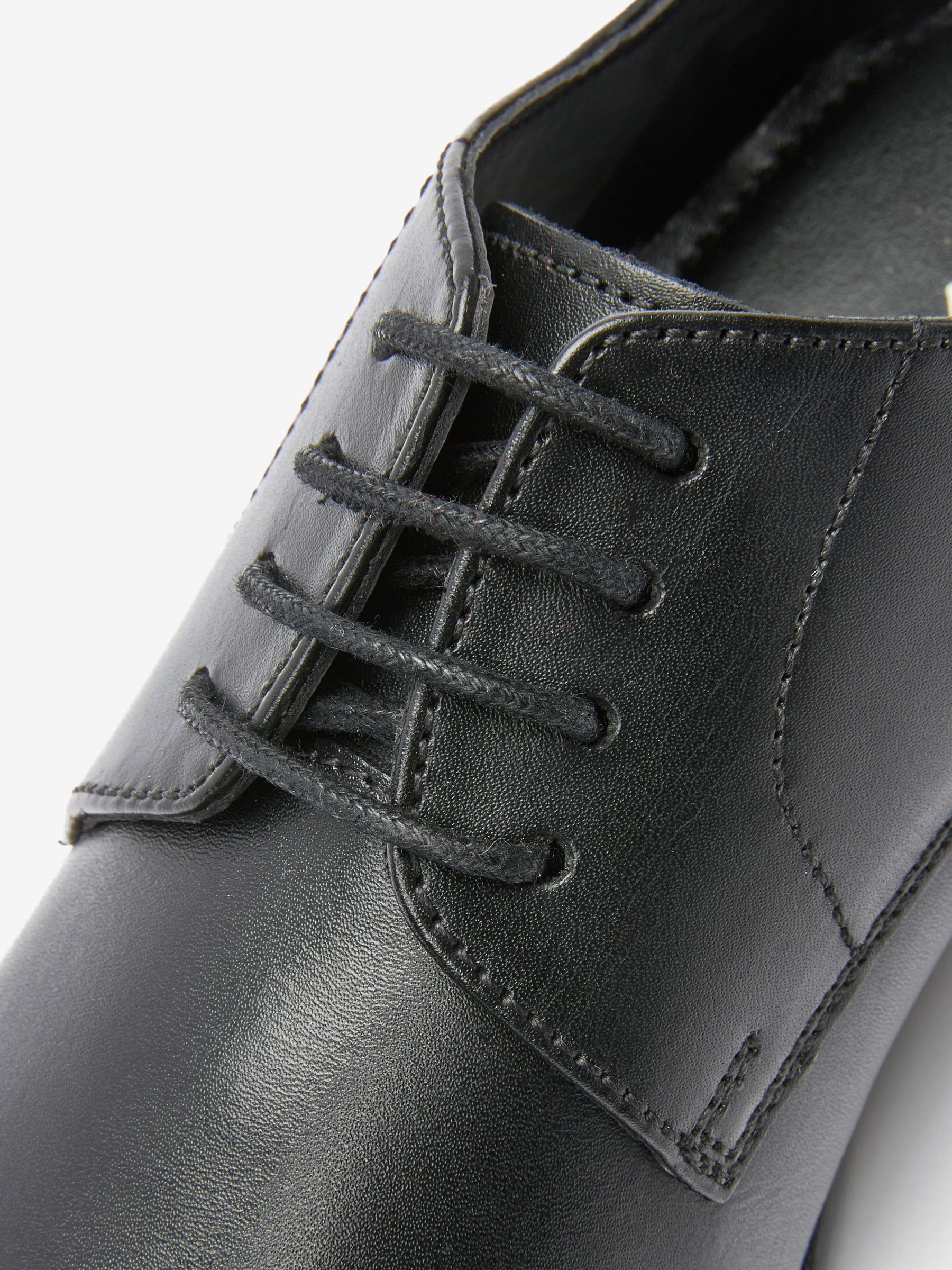 Black Standard Fit (F) School Leather Lace Up Shoes image 6
