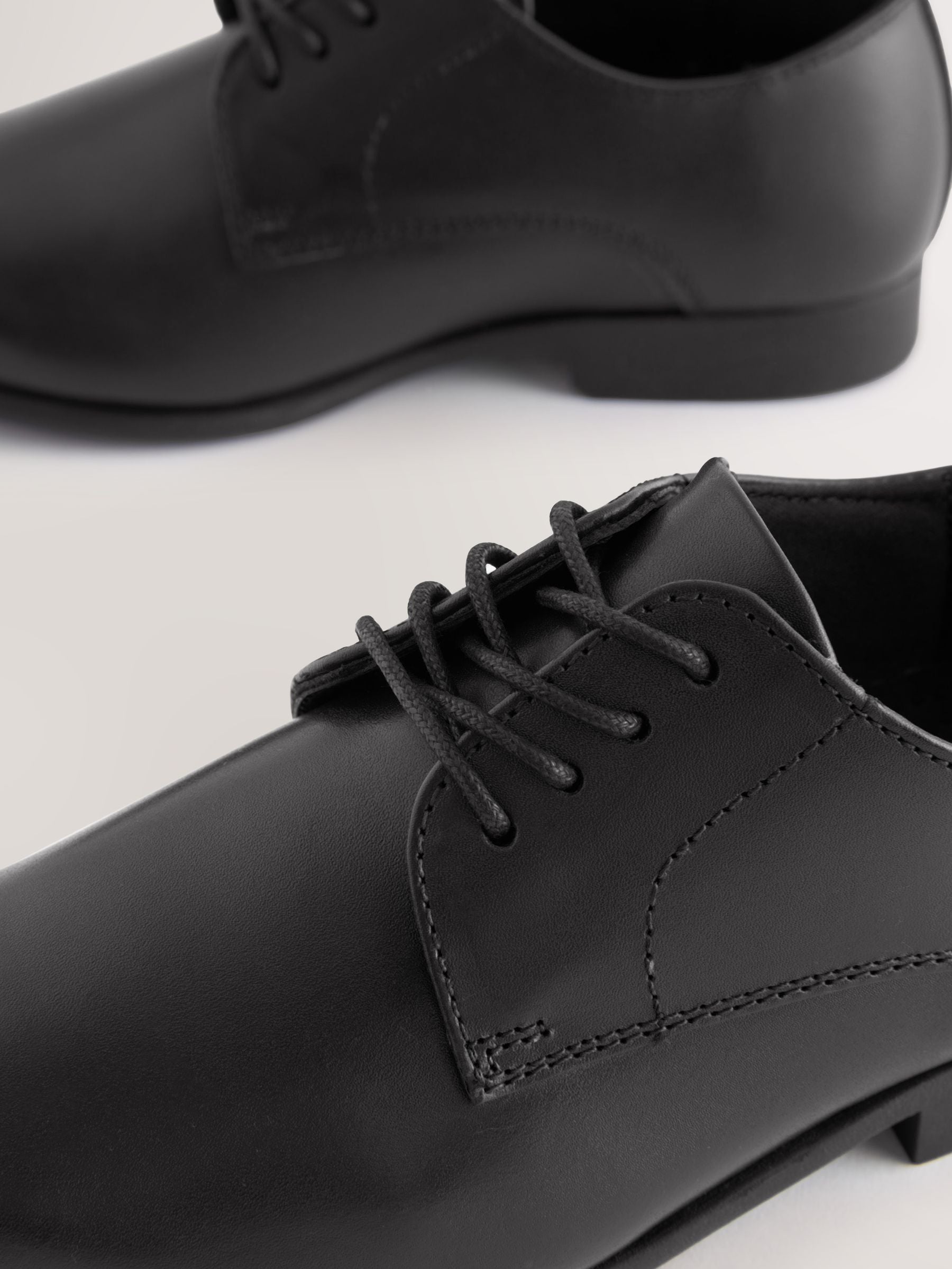 Black Standard Fit (F) School Leather Lace Up Shoes image 9