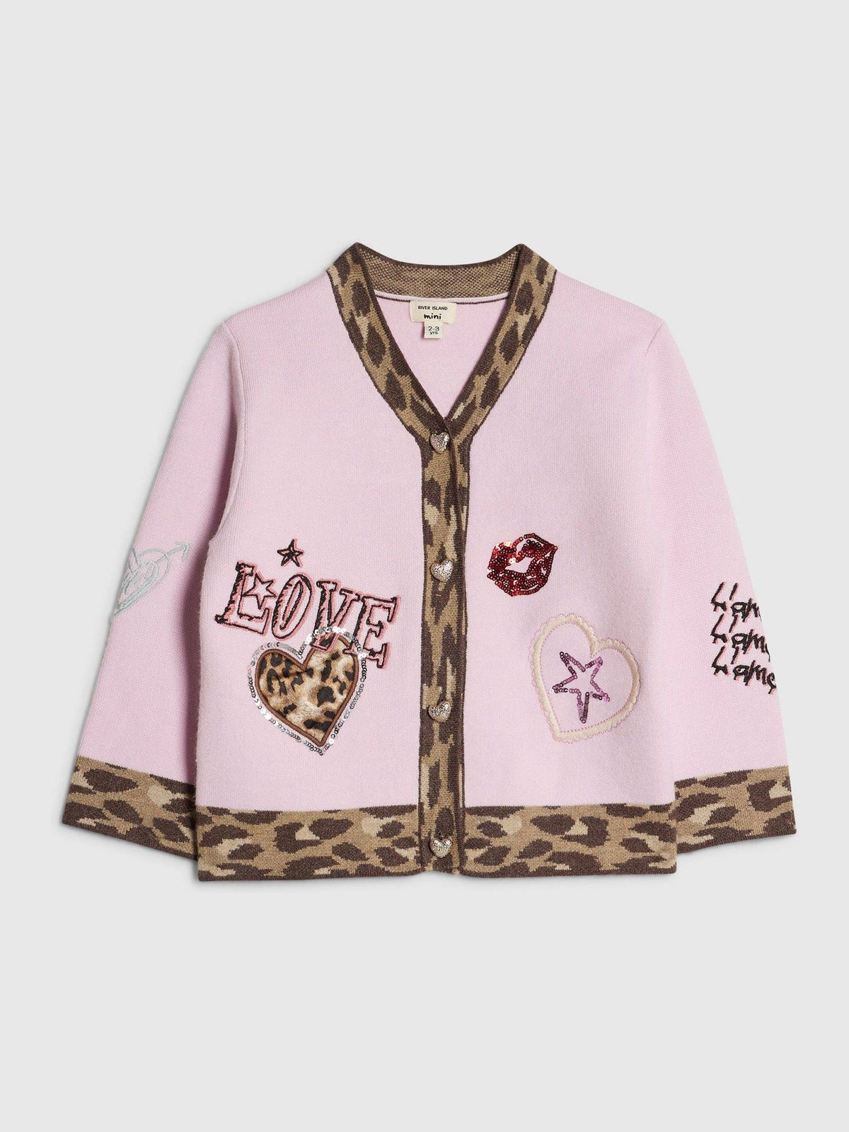 River Island Pink Leopard Placket Cardigan - image 1