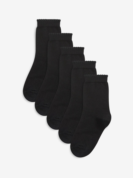 Black 5 Pack Cotton Rich School Ankle Socks image 1