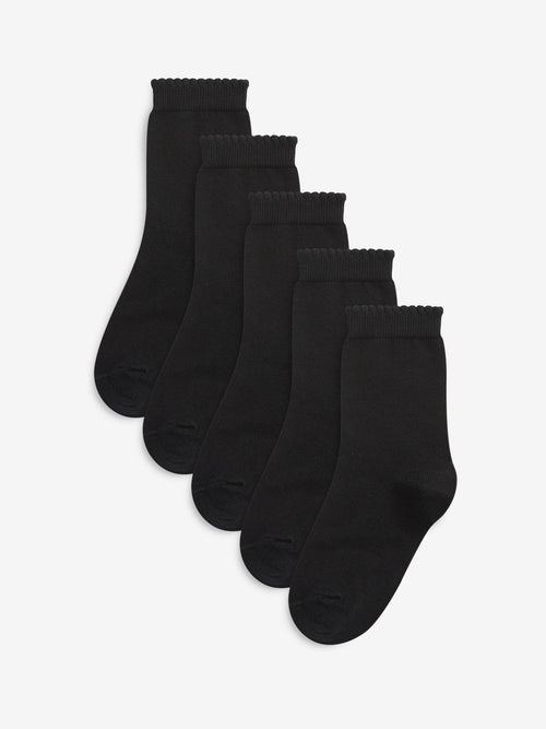 Black 5 Pack Cotton Rich School Ankle Socks image 1