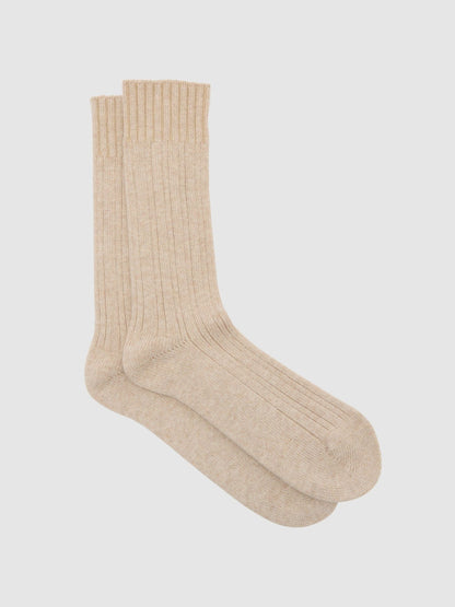 Reiss Oatmeal Nabil Wool-Blend Ribbed Socks with Cashmere - image 1
