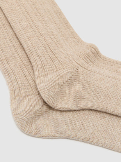 Reiss Oatmeal Nabil Wool-Blend Ribbed Socks with Cashmere - image 2