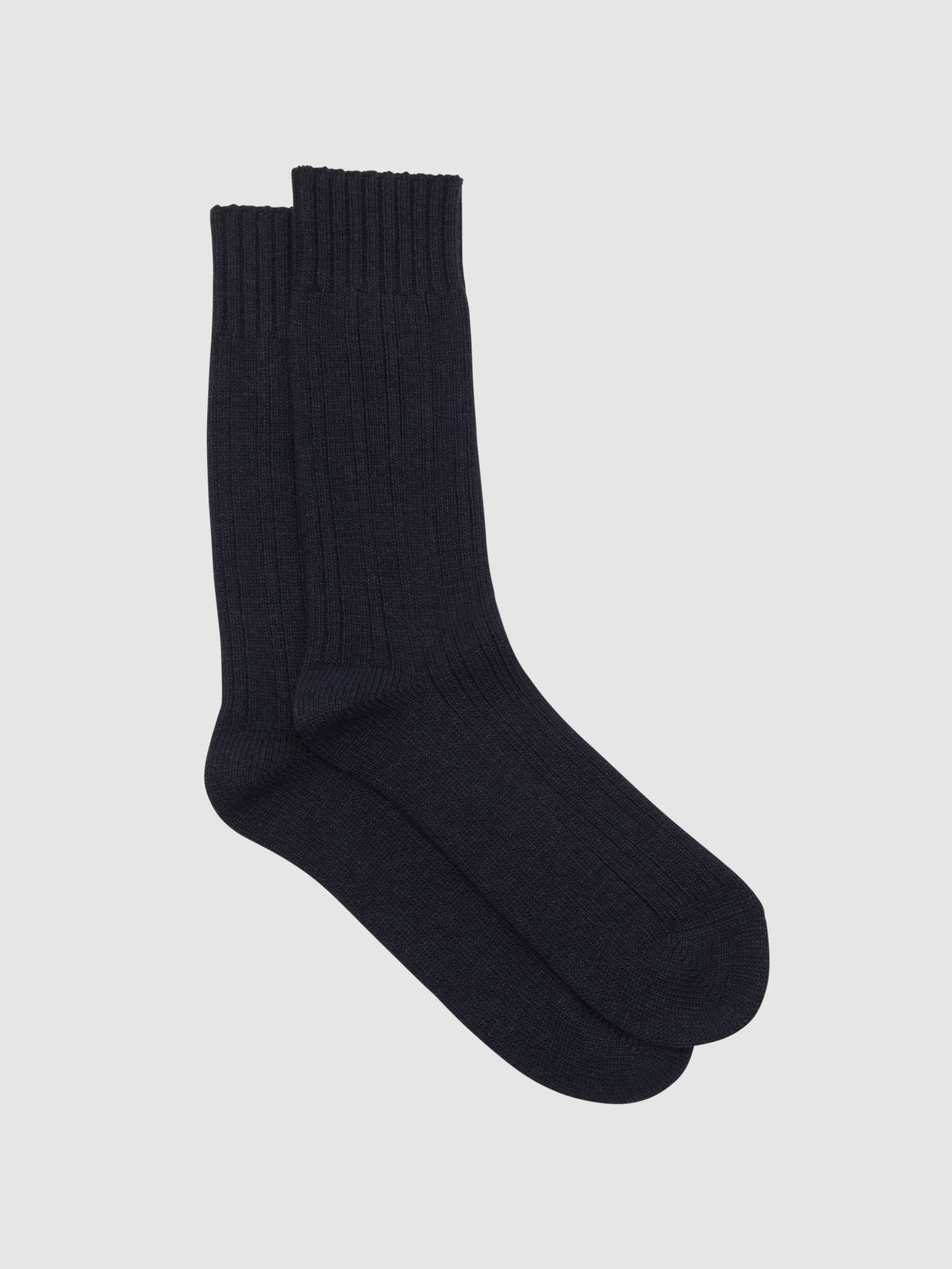 Reiss Navy Nabil Wool-Blend Ribbed Socks with Cashmere - image 1