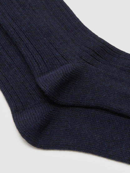Reiss Navy Nabil Wool-Blend Ribbed Socks with Cashmere - image 2